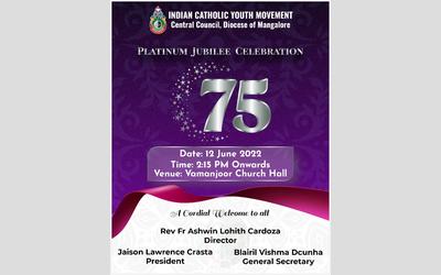 ICYM Mangalore Diocese Platinum Jubilee celebration rescheduled to June 12, 2022